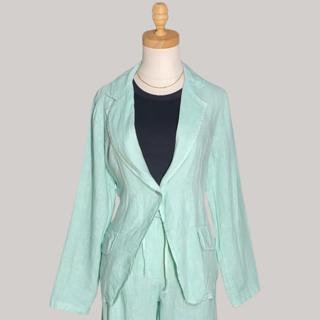 Capri Linen Jacket - MADE IN ITALY - Aqua