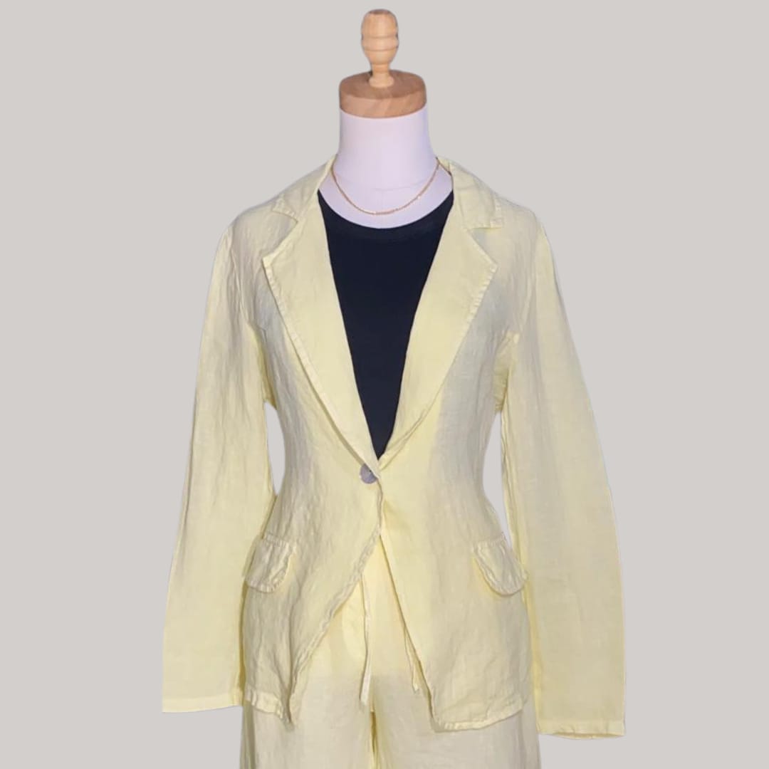 Capri Linen Jacket - MADE IN ITALY - Butter Yellow