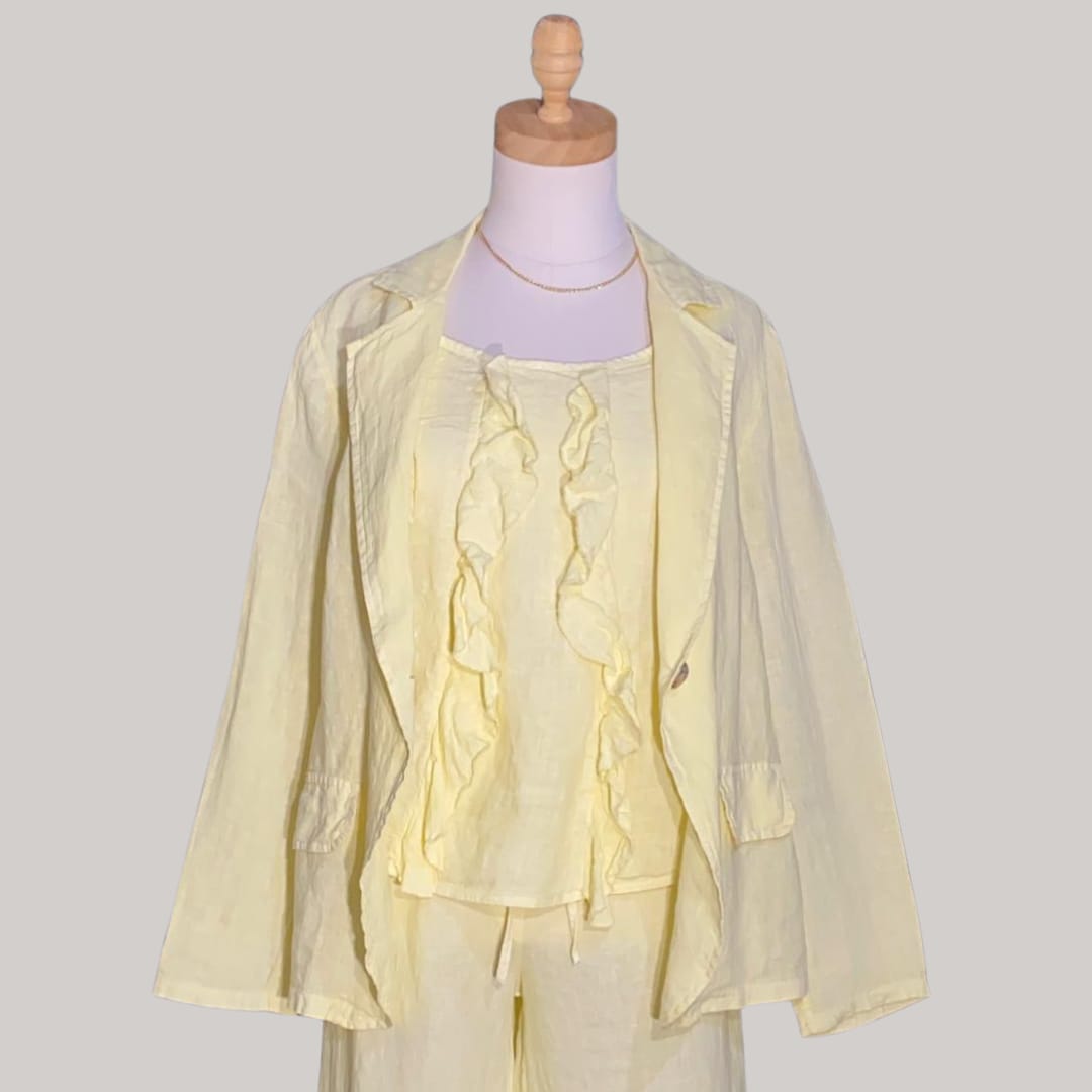 Capri Linen Jacket - MADE IN ITALY - Butter Yellow