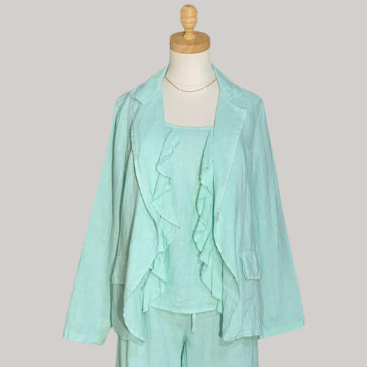 Capri Linen Jacket - MADE IN ITALY - Aqua
