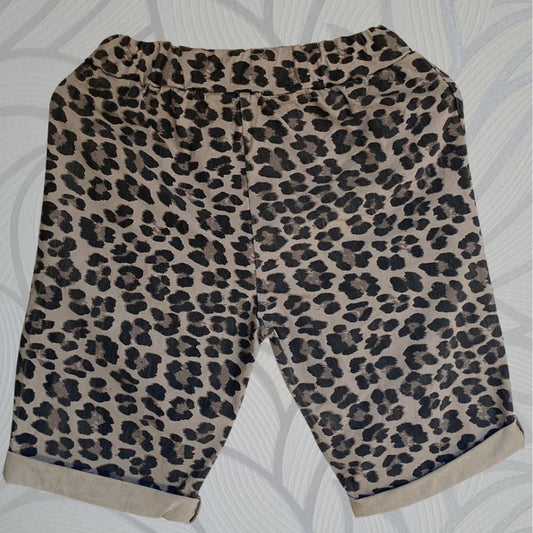 Beatrix Animal Print Shorts - Taupe