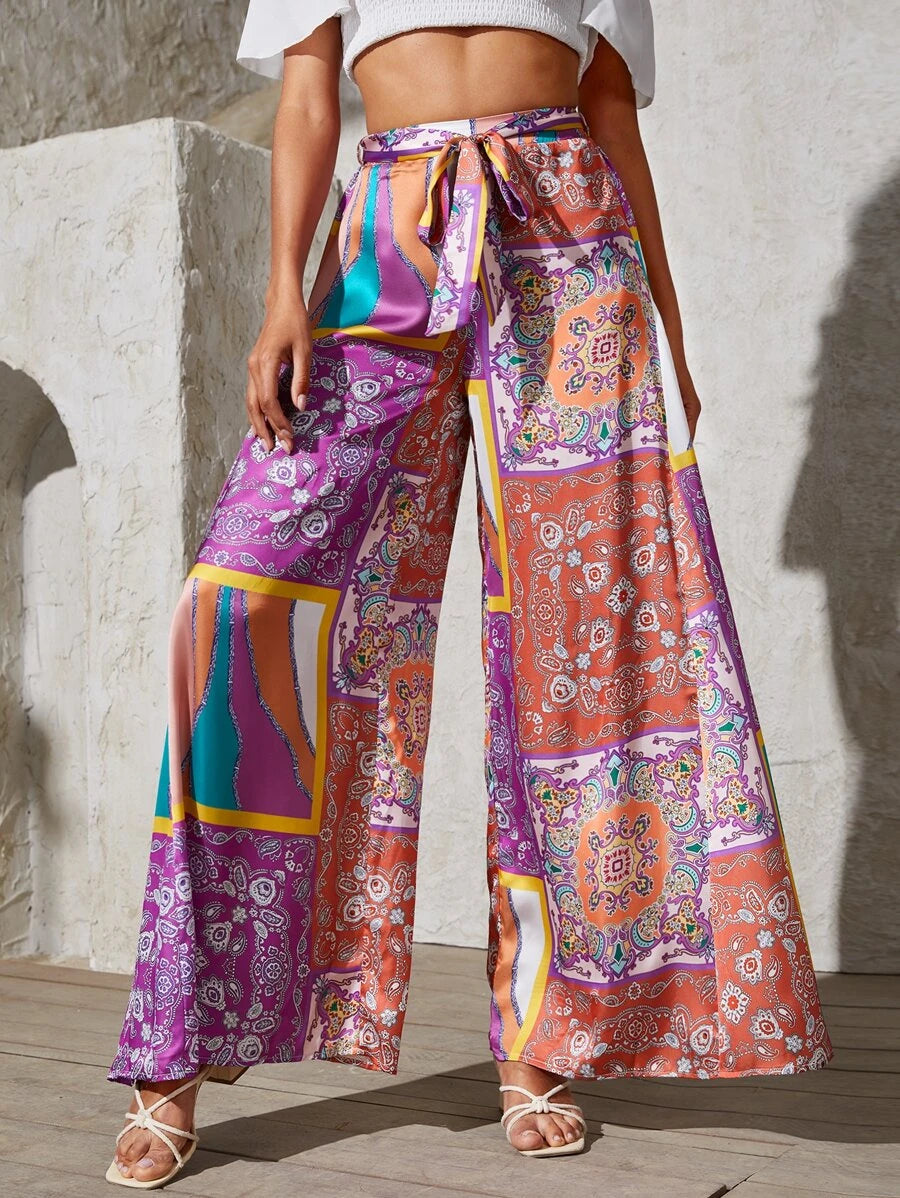 Boho Paisly Pinkish Print Wide Leg Pants zade .za